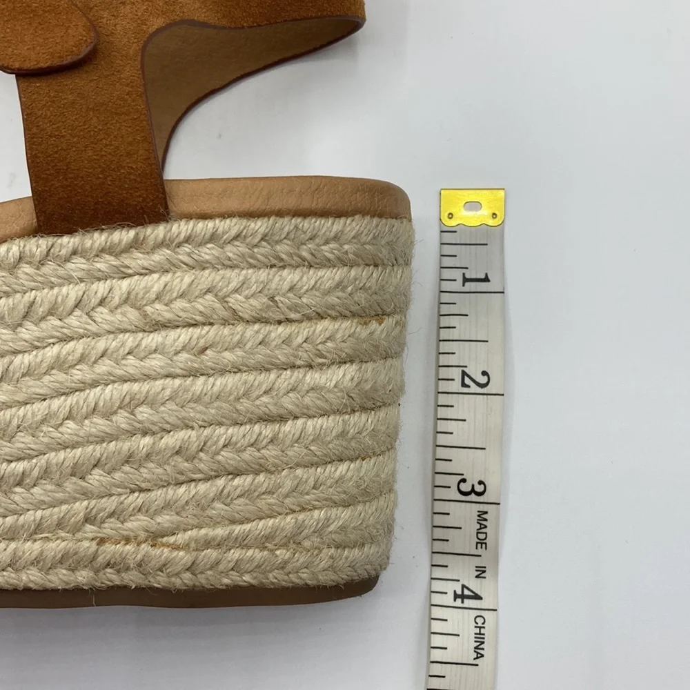 LUCKY BRAND Tan Naveah Suede Buckle Platform Espadrille Sandals Size 10